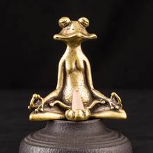 Vintage Brass Sitting Zen Frog Statue Sculpture Incense Holder Office Home Desktop Decor Collection Festival DIY Supplies 2024 - buy cheap