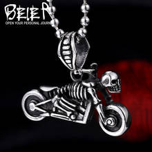 Beier new store 316L Stainless Steel punk pendant necklace skull motorcycle man pendant Fashion Jewelry LLBP8-131P 2024 - buy cheap