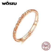 WOSTU Minimalist Rose Gold Ring 925 Sterling Silver Clear Zircon Delicate Rings Finger For Women Wedding Luxury Jewelry CQR514 2024 - buy cheap