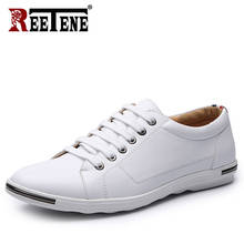 REETENE Leather Casual Flats Men Shoes Leather White Sneakers Low Top Male Shoes Masculino Adulto Loafers Plus 2024 - buy cheap