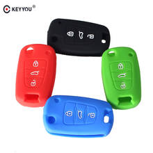 Keyyou-capa de silicone para chave de carro, estilo de carro, 3 botões, para hyundai i20 i30 i35 ix20 ix35 solaris verna 2024 - compre barato