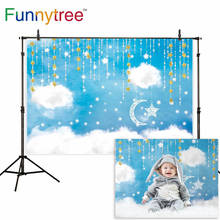 Estúdio de fotografia funnytree, conto de fadas azul, nuvem, para recém-nascidos, chá de bebê, cenário para bolo, estrelas, foto, fundo, zona 2024 - compre barato