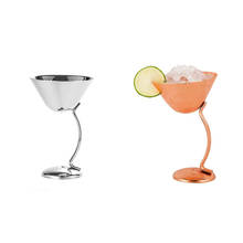 Bar/Restaurant/Family Stainless Steel Single-layer Curved Handle Cocktail Glass Bright Copper-plated Rose Gold Cocktail Glass 2024 - купить недорого