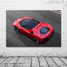 Декоративные картины Supercar Ferraris SF90 Stradale, красные спортивные автомобили, постеры, холст, печать, настенное искусство для домашнего декора 2024 - купить недорого