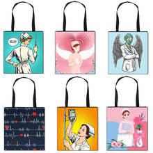 Cartoon Angel Nurse Doctor Print Tote Bag Women Hospital Shoulder Bag Girls Causal Handbags Ladies Beach Shopping Bags Gift 2024 - compre barato