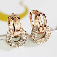 Милые женские корейские серьги с маленькими кристаллами, маленькие циркониевые серьги с камнями для женщин, Двойные серьги цвета розового золота в стиле бохо 2024 - купить недорого