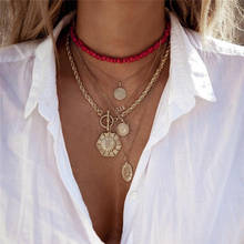 Bohemian Choker Coin Cross Sun Pendant Necklace For Women Gothic Gold Color Layered Chain Vintage Necklaces Jewelry 2024 - buy cheap