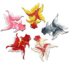 Peixes goldfish patches bordados, estilo étnico chinês diy, aplique de costura bordado, decorações para roupas, sapatos 2024 - compre barato