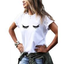 Eyelash Graphic Tee Women Summer Short Sleeve Cotton Funny T Shirt Women Black White Tshirt Women Top Casual Poleras Mujer 2024 - buy cheap