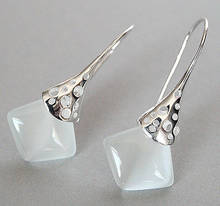 Lady's unique 925 Silver white opal noble hook Earrings 11/2" 2024 - buy cheap
