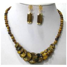 fancy tiger eye stone sand Natural stone necklace earring set 2024 - buy cheap