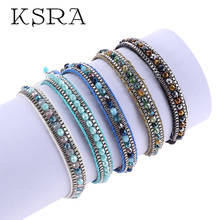 Ksra bohemia trançado contas pulseira para as mulheres de cristal artesanal tecer pulseiras pulseira feminino boho jóias 2020 novo 2024 - compre barato