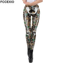 FCCEXIO Leaves Skeleton 3D Print Women Pants Push Up Run Sports Leggings Slim Pants Female Casual Trousers Fitness Skull Legging 2024 - buy cheap