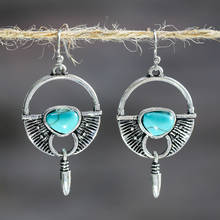 Creative Bullet Inlaid Blue Stone Drop Earrings Fashion Vintage Antique Women's Long Dangle  Jewelry for Female Gift 2024 - buy cheap
