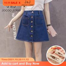 Jocoo Jolee 2019 Summer Denim Skirt Women Korean A-line Jeans Skirt High Waist Button Pockets Harajuku Mini Skirt High Quality 2024 - buy cheap