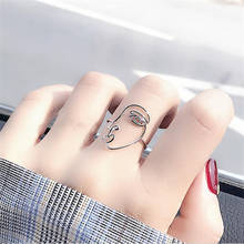 New Fashion Silver Color Mask Rings for Women Boho Adjustable Antique Rings Anillos 2024 - buy cheap