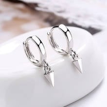 New Fashion Simple Style Small Hoop Earrings Black/White Tiny Huggies With Cone Pendants Charming Mini Female Piercing Earrings 2024 - buy cheap