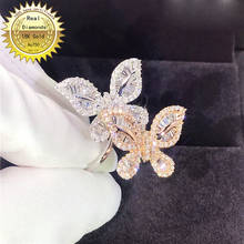 Anel de ouro branco 18k, natural, diamante real, anel de noivado e casamento, joias com certificado 0021 2024 - compre barato