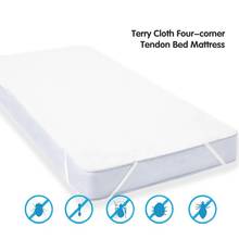 Funda de cama de tela de felpa de Cuatro Esquinas, suave, impermeable, transpirable, Protector de colchón antiácaros, color blanco sólido 2024 - compra barato