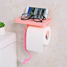 Toilet Paper Holder Plastic Toilet Paper Roll Holder with Phone Shelf, Small Hook, Wall Mounted for Bathroom, Blue, Green, Pink 2024 - buy cheap