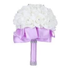 Buquê de rosas artesanal de flores, flores e flores de princesa, buquê de cristal para casamento, princesa da noiva, 2019 2024 - compre barato