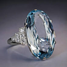 Modyle-anillos de aleación de cristal para mujer, joyería de compromiso de boda, de lujo, Vintage, azul, Circonia cúbica, 2020 2024 - compra barato