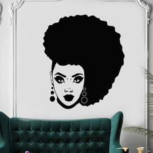 Afro Black Lady Wall Stickers Beauty Salon Home Decor Woman Hair Vinyl Wall Decal Hairstyle Design Shop Artitic Ornament Z064 2024 - buy cheap