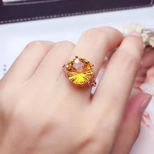 charming big size purple Amethyst /yellow citrine ring for women jewelry real 925 silver good color natural stone birthday gift 2024 - buy cheap