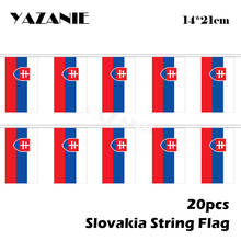 YAZANIE-Bandera de cuerda de Eslovaquia, banderines de poliéster, de 14x21cm, 20 piezas, 5 metros, para la oficina, Festival de actividades 2024 - compra barato