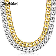 Trendsmax 10mm Curb Cuban Chain Link Necklace for Men Boys 316L Stainless Steel Gold Silver Color Heavy Hip Hop Jewelry HNM26 2024 - buy cheap