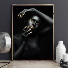 Modelo de mulher de ouro preto quadro de rolagem pintura moderna quadros da arte da lona e cartaz pintura da parede imagem da parede decoração para casa 2024 - compre barato