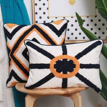 Cotton cushion cover Navy Blue Orange Pillow Cover 30x50cm/45cm Embroidery Boho Style for Home decoration For Sofa Bed Chair 2024 - buy cheap