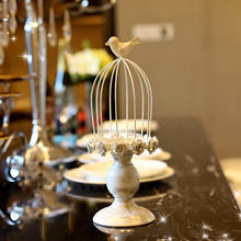 Castiçal decorativo retrô para casa, castiçal esculpido em gaiola de pássaro para decoração de casa, festa de casamento 2024 - compre barato