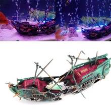 Grande decoração do aquário barco plactic navio de aquário ar divisão naufrágio decoração do tanque de peixes c 2024 - compre barato