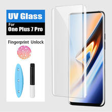 Защита для экрана Oneplus 8 Pro, УФ-защита для экрана с жидкостью, 3D изогнутое закаленное стекло для OnePlus 7T 8 Pro, защита для экрана с УФ-защитой 2024 - купить недорого