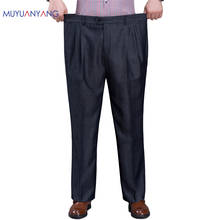Mu Yuan Yang осень Для мужчин Большие размеры костюм штаны, подходят детям в возрасте прямые обеспечивающих удобство при носке и приятных на ощупь; модные классические брюки Большой Размер (42)-56 2024 - купить недорого