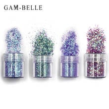 GAM-BELLE 3D Hexagon Nail Sequins Mixed Nail Art Glitter Powder Makeup Glitter Sparkly Pigment Manicure Decorations 10ml/jar 2024 - buy cheap
