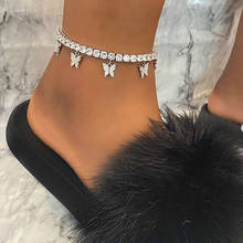 2021 Butterfly Anklet Rhinestone Crystal Anklet Boho Beach Anklets for Women Sandals Foot Bracelets Female Jewelry 2024 - buy cheap