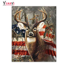 Full Square Diamond Mosaic Forest deer 5D DIY Diamond Painting Animals and flag Full Round Diamond Embroidery Cross Stitch Decor 2024 - buy cheap