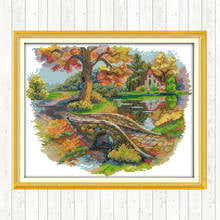 Autumn Scenery Cotton Thread Embroidery Needlework Sets Wall Home Decor Patterns Kits DIY Needlework Crafts Cross Stitch Kits 2024 - buy cheap