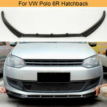 Спойлер для переднего бампера из углеродного волокна для Volkswagen VW Polo 6R 2011-2013, спойлер для переднего бампера, спойлер для подбородка, Черный FRP 2024 - купить недорого