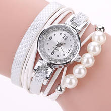 Для женщин браслет часы с жемчугом Роскошные брендовые Модные женские кожаные кварцевые часы Relogio Feminino Zegarek Damski 2022 - купить недорого