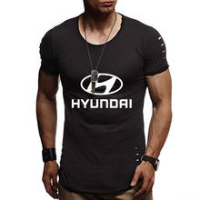 O novo verão camisa masculina hyundai logotipo do carro impressão casual algodão tripulação pescoço o pescoço manga curta dos homens camiseta 2024 - compre barato