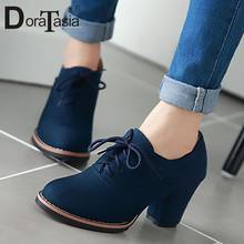 DORATASIA Retro Girl Flock Spring Pumps Brand Designer Round Toe Pumps Women Sewing shoelace High Heels Solid Shoes Woman 2024 - buy cheap