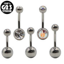 1pcs G23 Titanium Double Gem Navel Piercing Crystal Rhinestone Belly Button Rings Navel Piercing Ombligo Nombril Body Jewelry 2024 - buy cheap