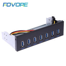 Panel frontal de CD ROM para carcasa de ordenador, 7 puertos USB 3,0 Hub 5Gbs 5,25 ", Bahía de unidad de CD-ROM, + USB 3,0, cabezal de 19 pines A Cable macho tipo A 2024 - compra barato