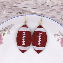 ZWPON Fashion PU Leather Glitter Baseball Earrings for Women New American Football Earrings Jewelry Wholesale 2024 - buy cheap