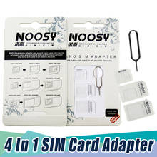 4 в 1 Noosy Nano Micro Sim карта адаптер с извлекателем Pin Ключ Розничная упаковка для iPhone 5 5S 6 7 8 Plus samsung сотовый телефон Xiaomi 2024 - купить недорого