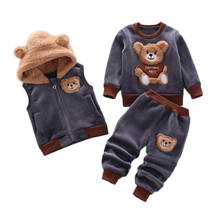 Conjunto de roupas casuais de algodão para bebê, roupas de inverno de urso para crianças de 1 a 4 anos, suéter de tricô e calças para bebês 2024 - compre barato