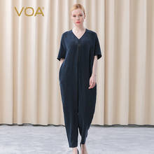 VOA-mono holgado con cuello en V para mujer, traje cómodo con dobladillo tridimensional, cuello azul marino y puño rotador, 30 m/m, KE259 2024 - compra barato